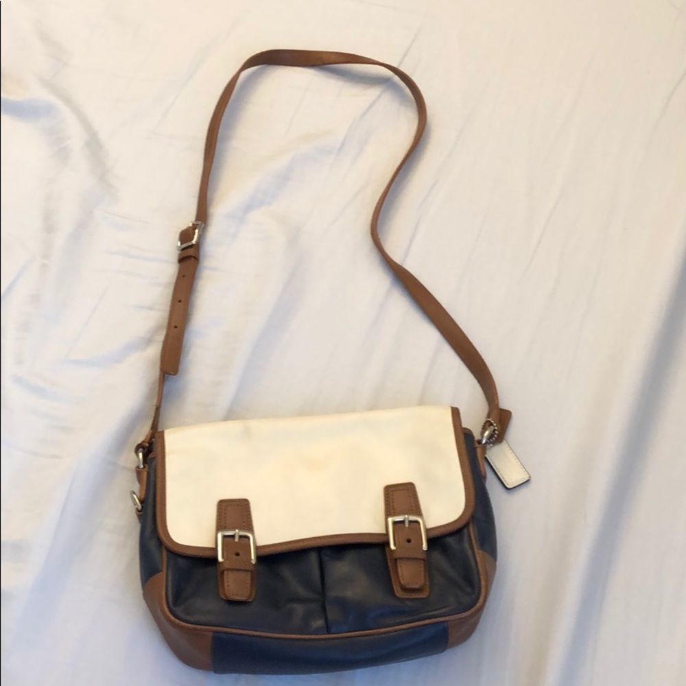 Coach navy and white cross body